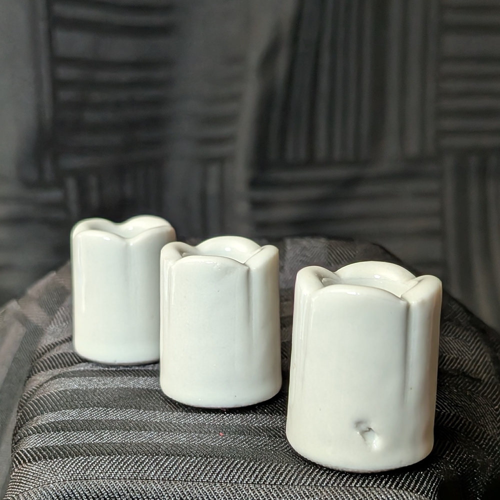 Set of 3 White Ceramic Bud Vases